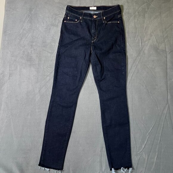 MOTHER‎ Looker Ankle Fray So Good Jeans Dark Wash Size 28 - Picture 1 of 12